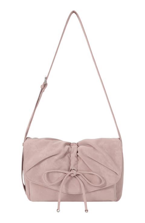 Small Ruched Flap Faux Suede Crossbody Bag