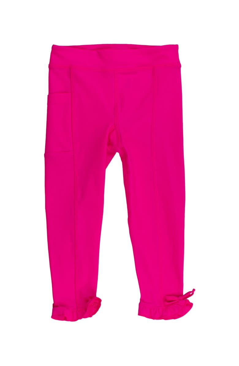 RuffleButts UPF50 Active Pocket Ruffle Legging, Alternate, color, Neon Magenta Bows