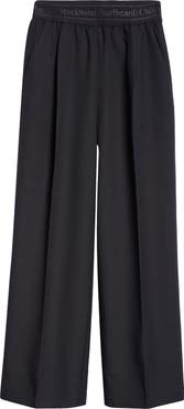 STOCKHOLM SURFBOARD CLUB Elaine Logo Jacquard Waist Pleated Wide Leg Pants