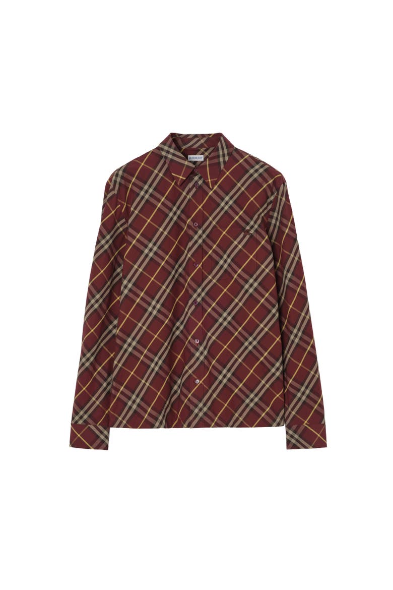 Classic Fit Check Cotton Shirt, Alternate, color, Vineyard red