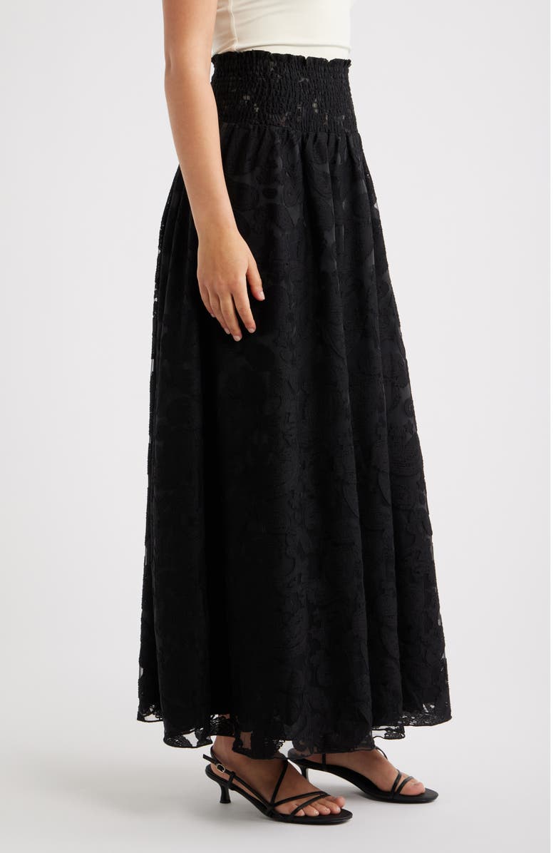 NIKKI LUND James Floral Lace Maxi Skirt, Alternate, color, Black