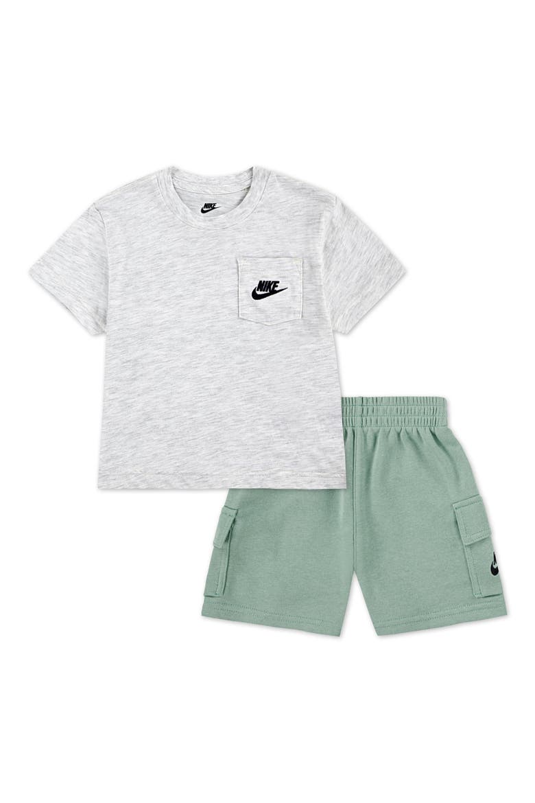 Kids' Slub Pocket T-Shirt & French Terry Cargo Shorts Set, Main, color, STEAM