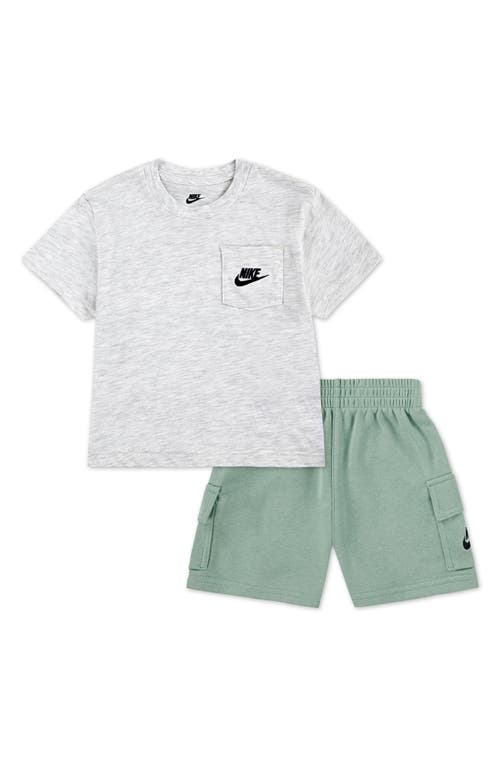 Nike Kids' Slub Pocket T-shirt & French Terry Cargo Shorts Set In Steam