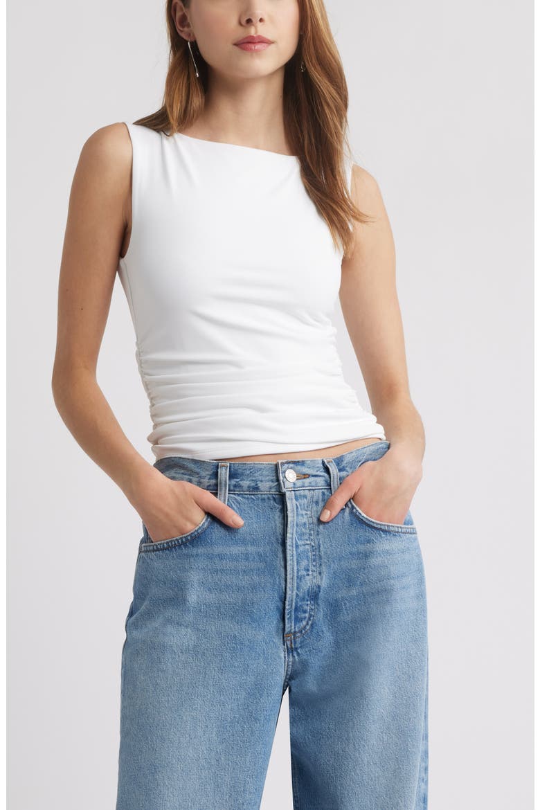 Boat Neck Sleeveless Top, Main, color, WHITE