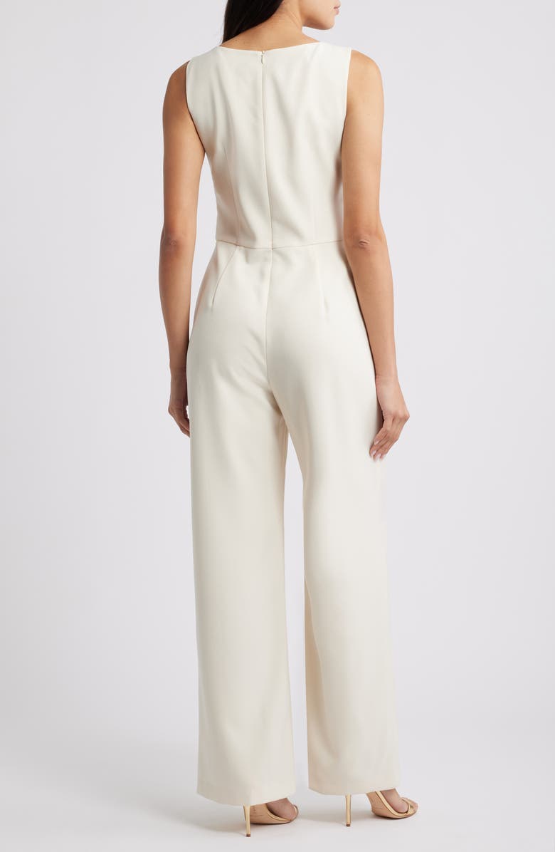 Vince Camuto Signature Stretch Crepe Jumpsuit, Alternate, color, Ecru