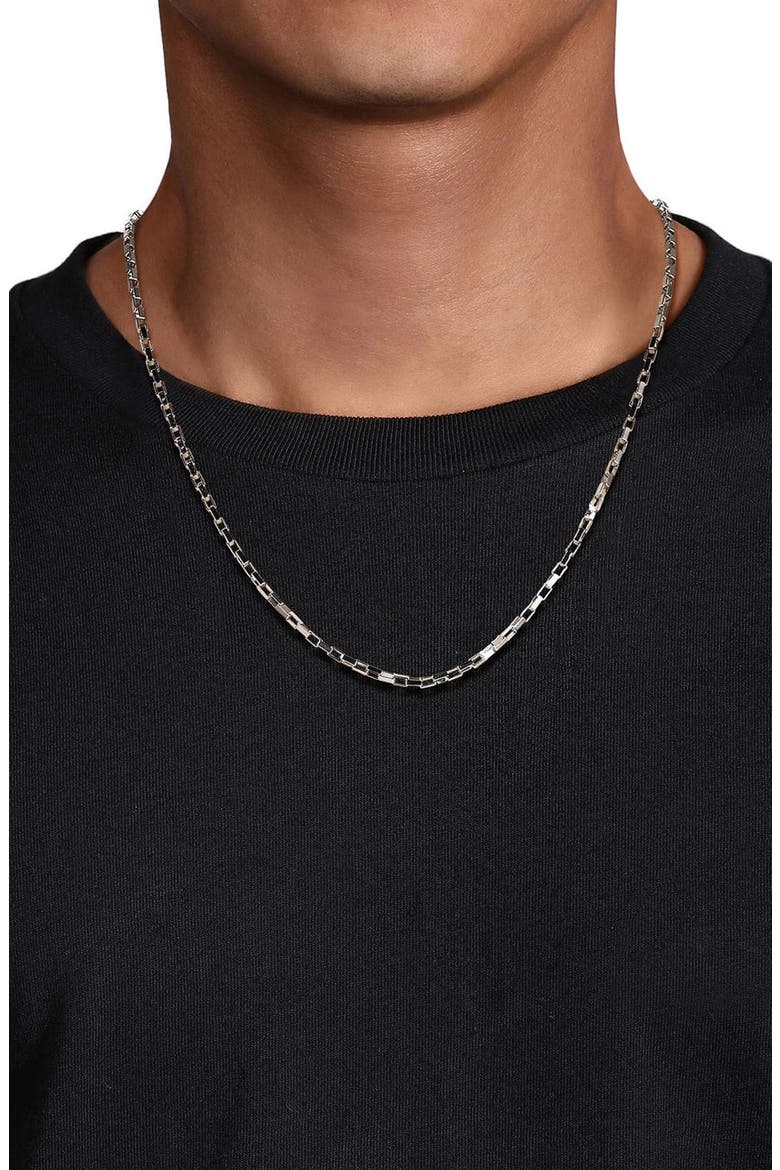 Facets Sterling Silver Box Chain Necklace, Alternate, color, STERLING SILVER