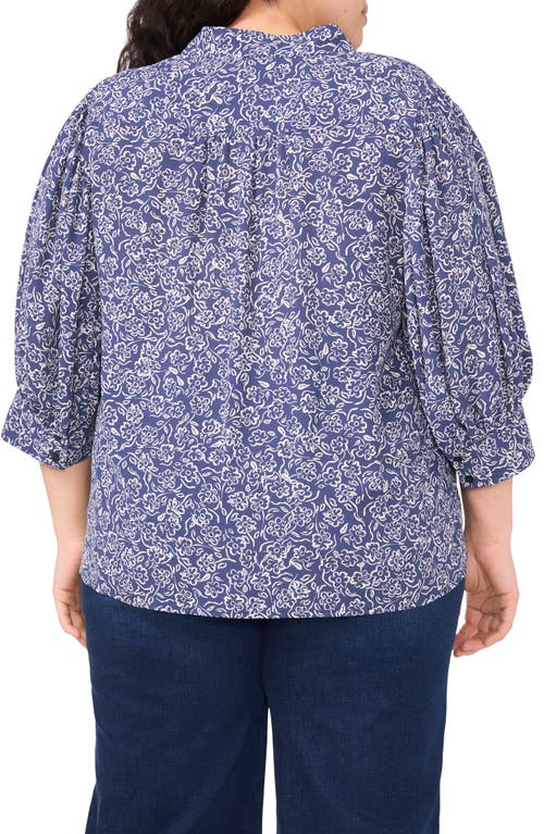 CECE CECE PRINT THREE BUTTON-UP SHIRT 