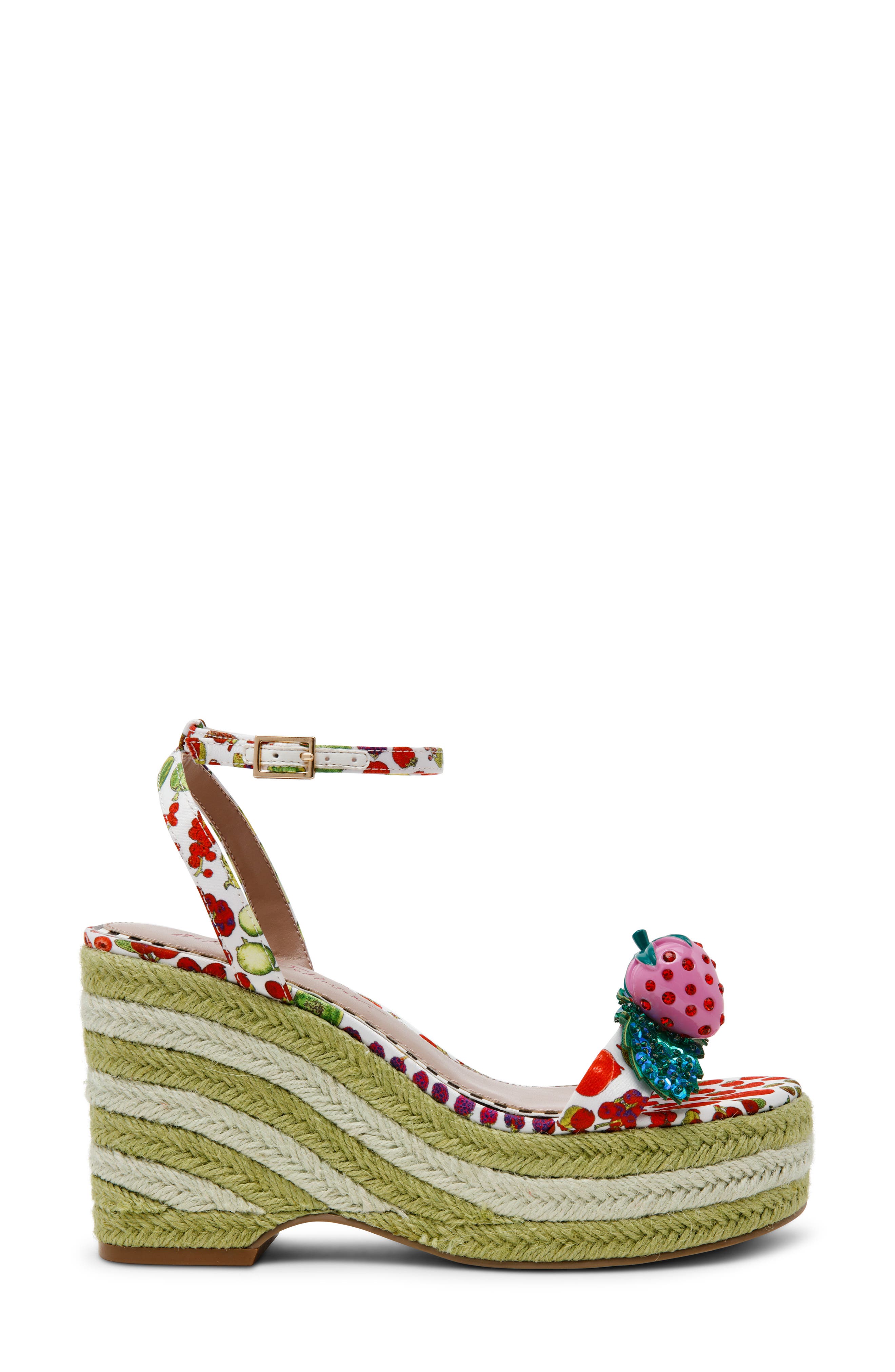 Betsey Johnson Bobbie Platform Wedge Sandal, Alternate, color, White Multi
