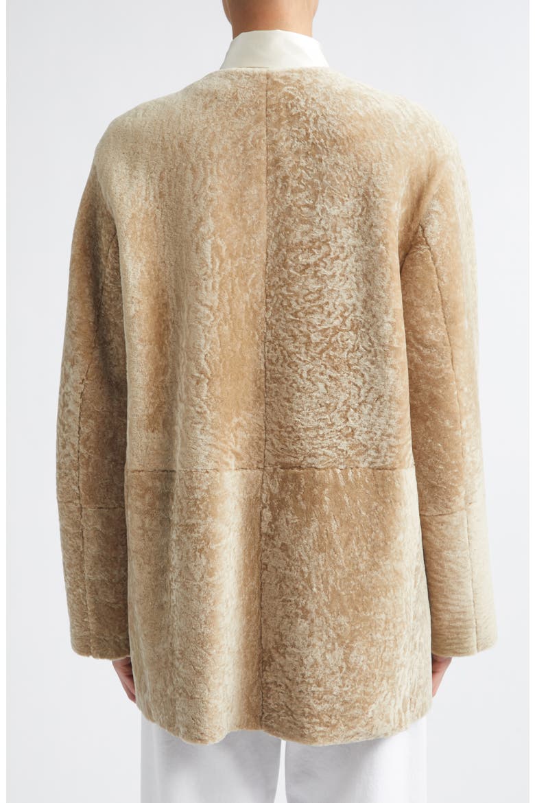 Collarless Genuine Shearling Coat, Alternate, color, SAND