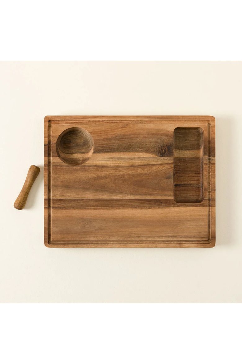 Kitchen Wiz Cut & Prep Board by Gardinnovations, Alternate, color, Acacia Wood