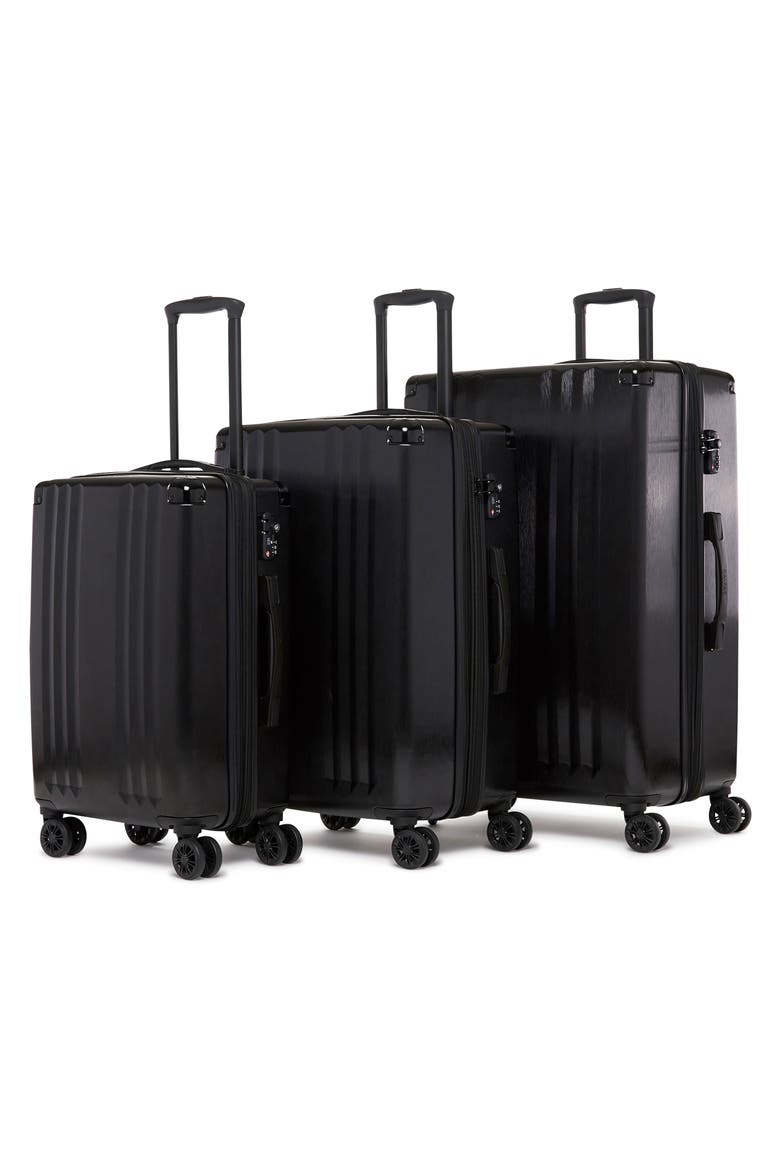 Ambeur 3-Piece Metallic Luggage Set, Alternate, color, BLACK
