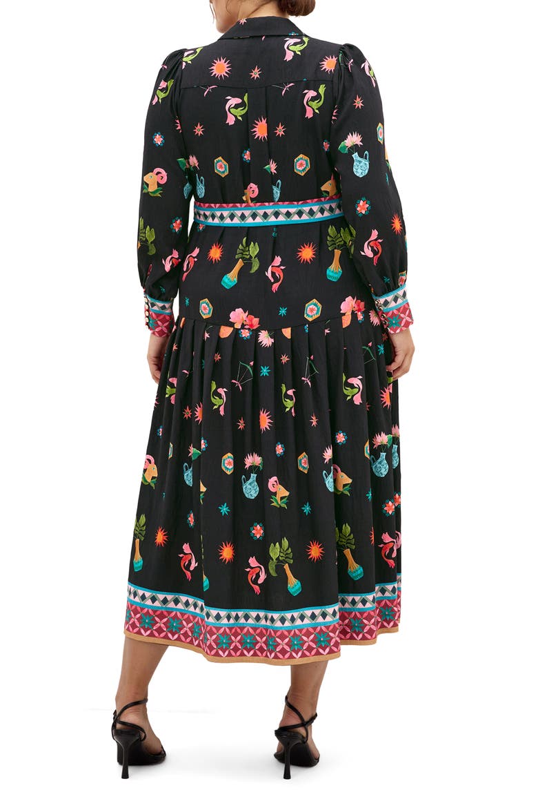 Lina Long Sleeve Belted Maxi Shirtdress, Alternate, color, LA MONT BLACK