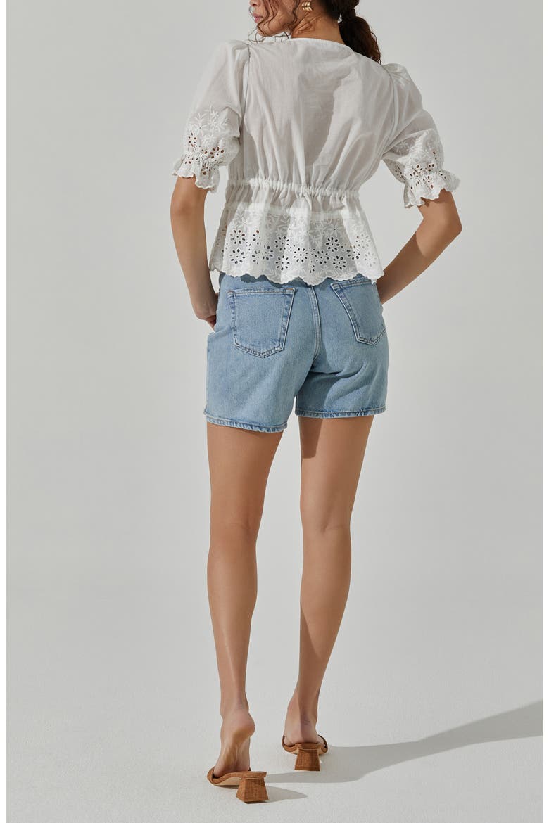 Eyelet Tie Front Cotton Top, Alternate, color, WHITE