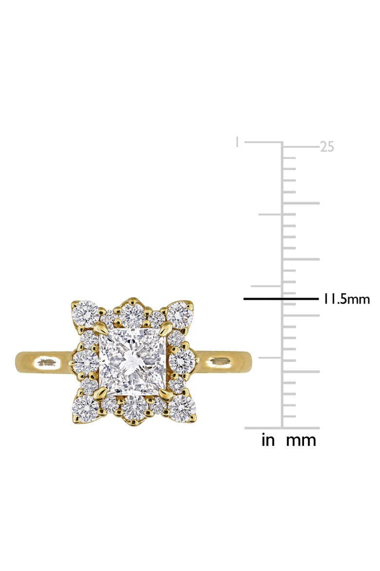 1-1/2 CTW Lab-Grown Diamond Princess Halo Ring 14k, Alternate, color, Yellow Gold