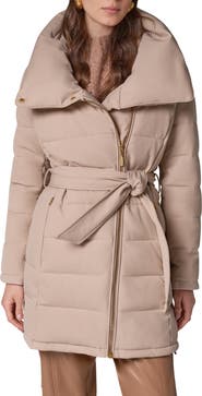 Donna Karan New York Water Resistant Belted Puffer Coat