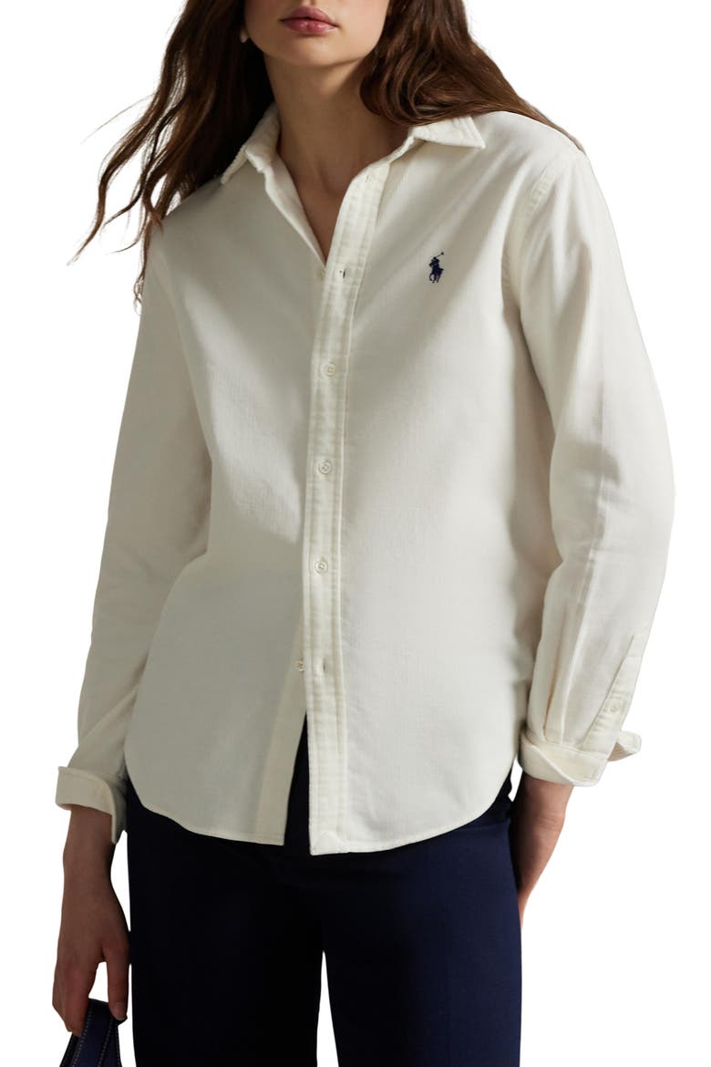 Classic Fit Cotton Corduroy Button-Up Shirt, Main, color, WARM WHITE