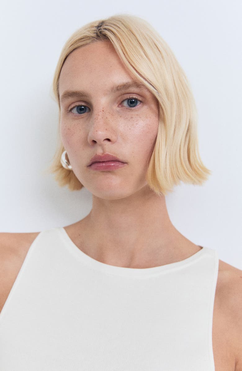 MANGO Fitted Knit Tank, Alternate, color, Off White