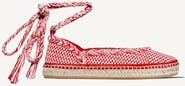 Amambaih Magda Handwoven Espadrille Ballet Sleep-Ons Flat with Lace Up Ankle Tie