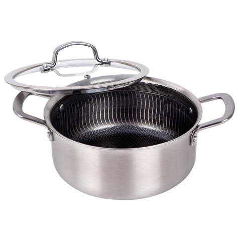 4 Quart NonStick Stainless Steel Dutch Oven w/Glass Lid