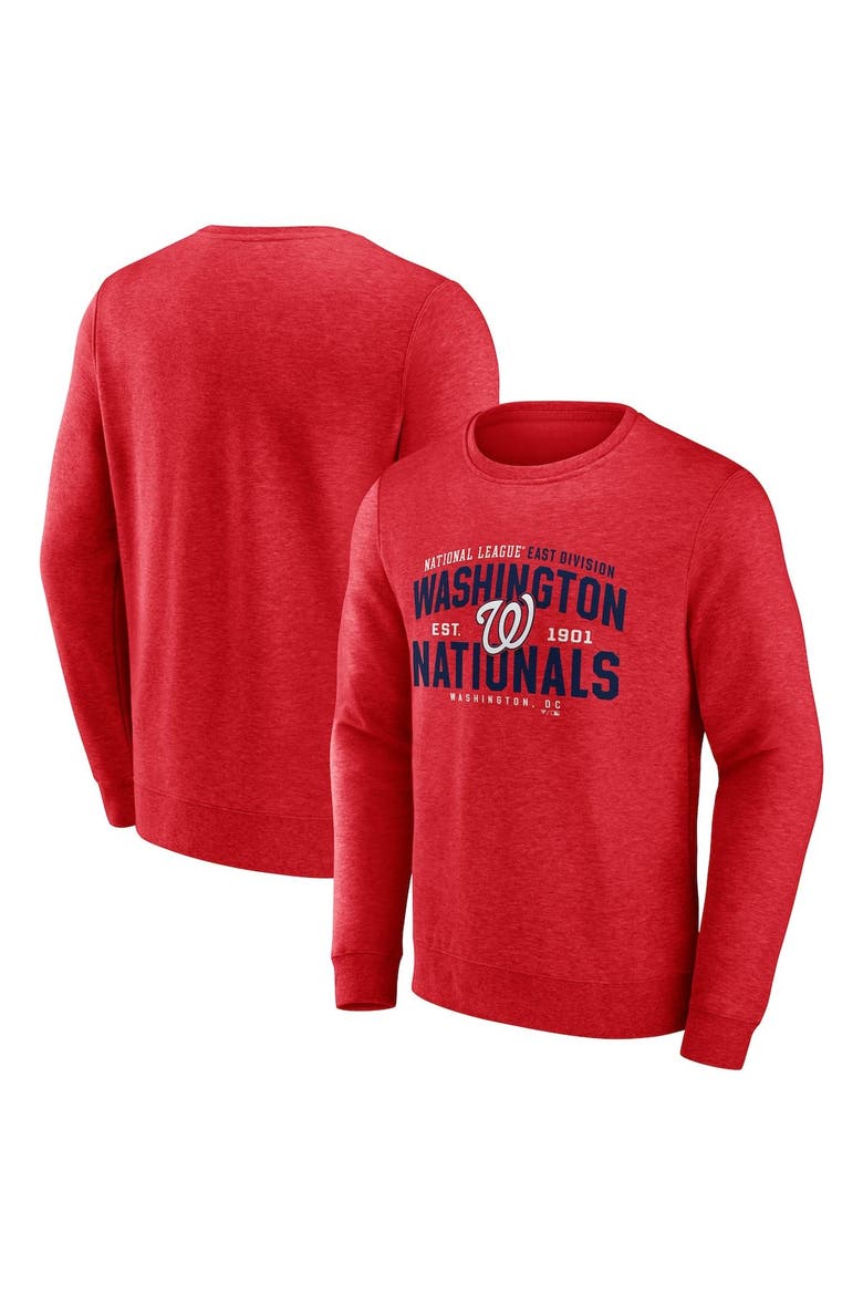 Men's Fanatics Branded Heathered Red Washington Nationals Classic Move Pullover Sweatshirt, Main, color, Heather Red