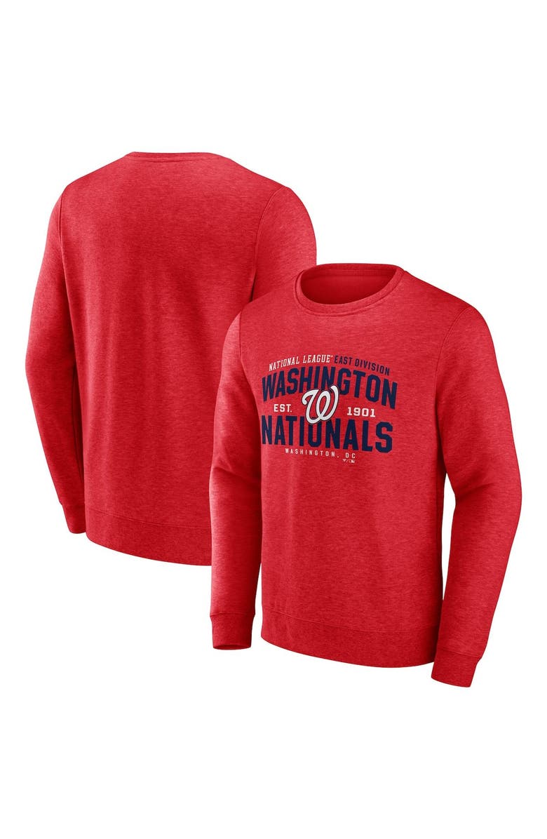 FANATICS Men's Fanatics Branded Heathered Red Washington Nationals Classic Move Pullover Sweatshirt, Main, color, Heather Red