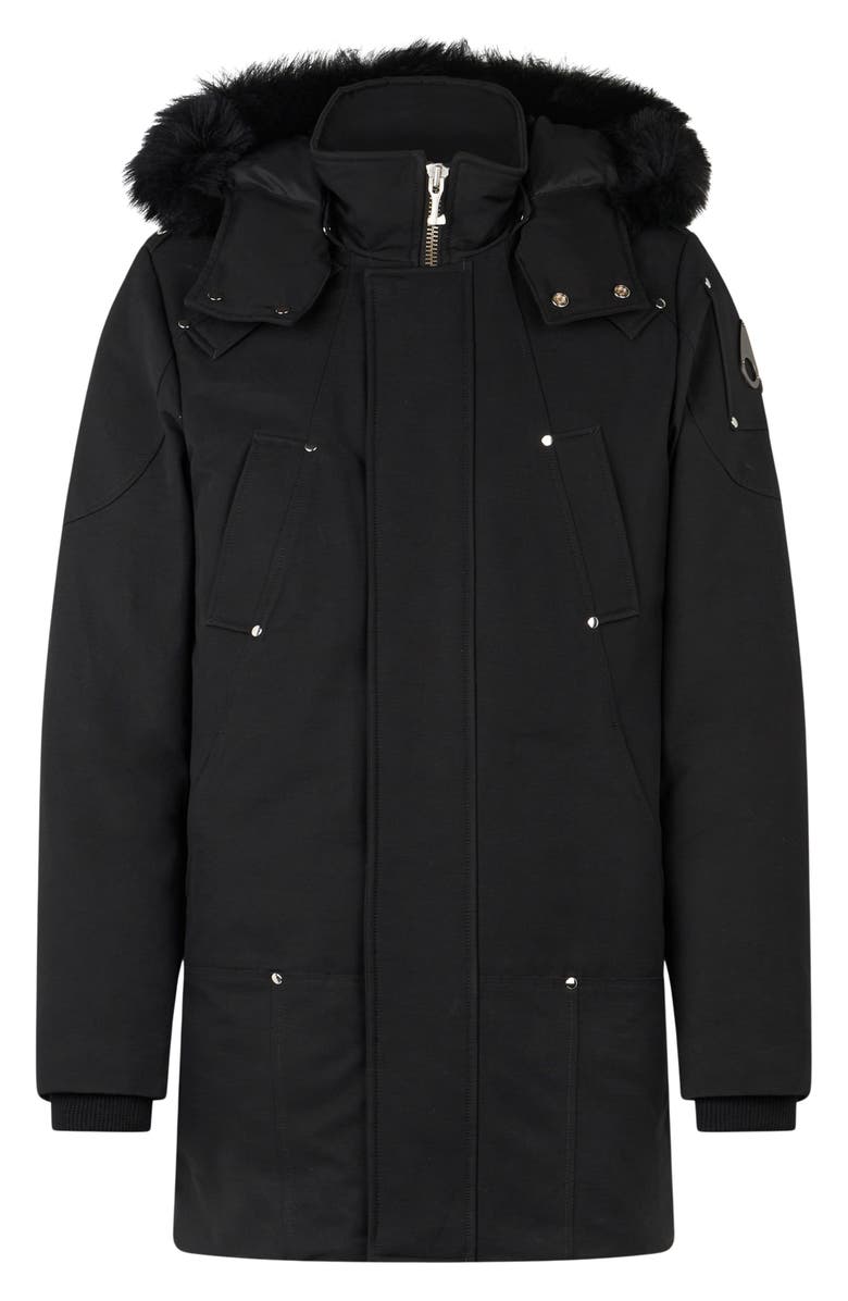 Moose Knuckles Original Stirling Down Parka with Removable Genuine Shearling Hood, Alternate, color, Black W/ Black Sh