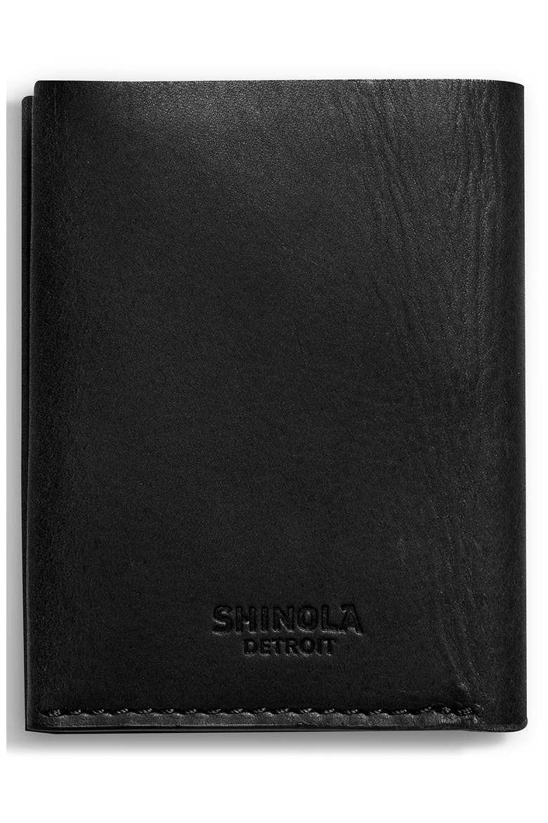 Utility Folded Leather Card Holder, Alternate, color, BLACK