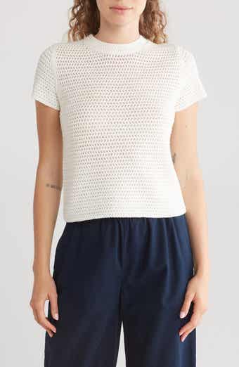 Cotton Crochet Crewneck T-Shirt