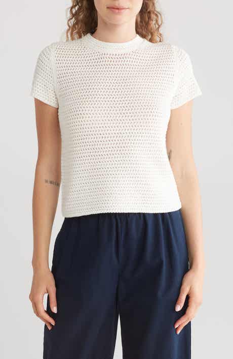 Cotton Crochet Crewneck T-Shirt