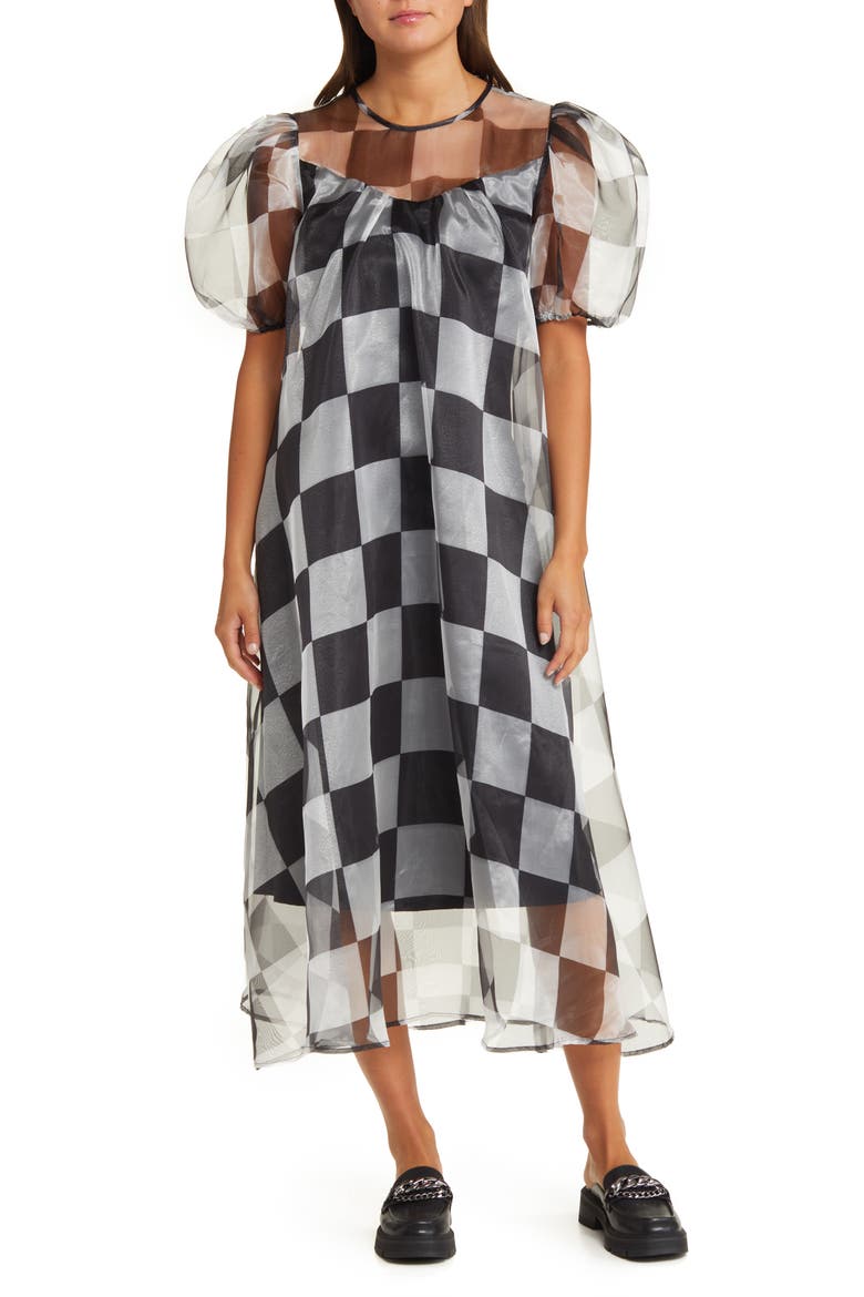 en saison plaid organza mini dress Star Energy Plaid Organza Dress (Women)