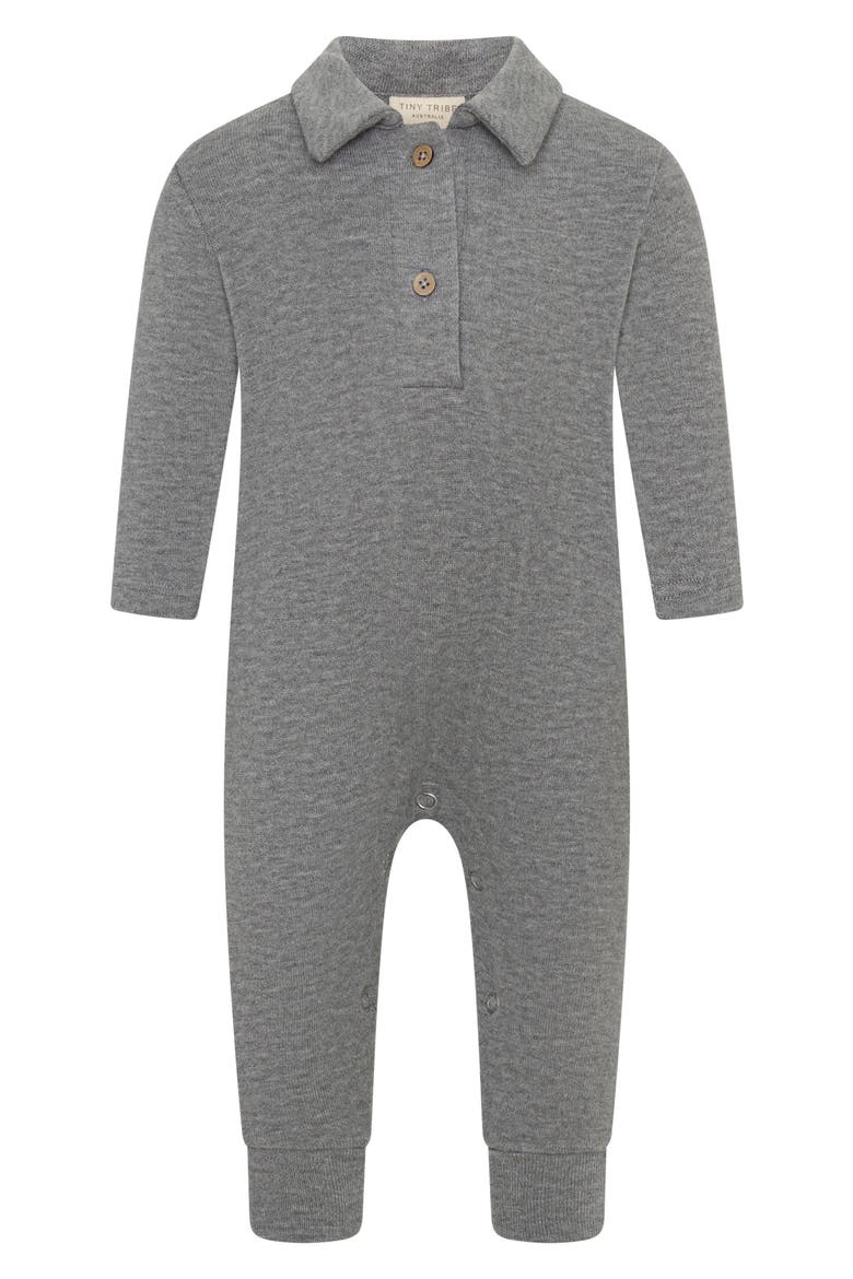 Kids' Collared Knit Romper, Main, color, GREY MARLE