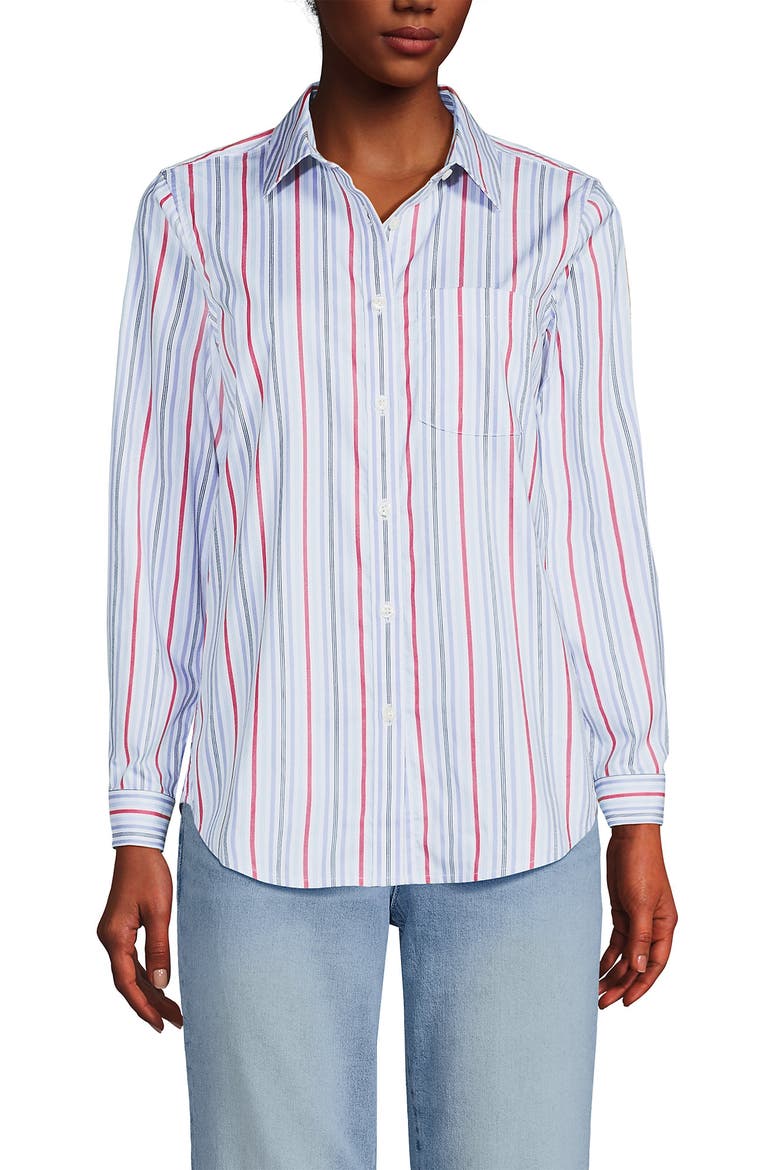 Cooling Button Front Shirt, Main, color, Bermuda Blue Multi Stripe