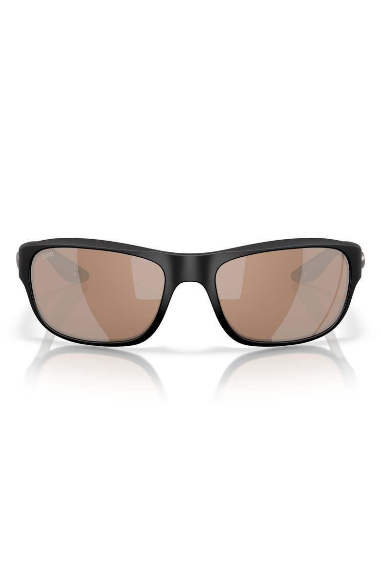Costa Del Mar Clipperton 58mm Polarized Rectangular Sunglasses, Main, color, Black/ Copper Silver 580G