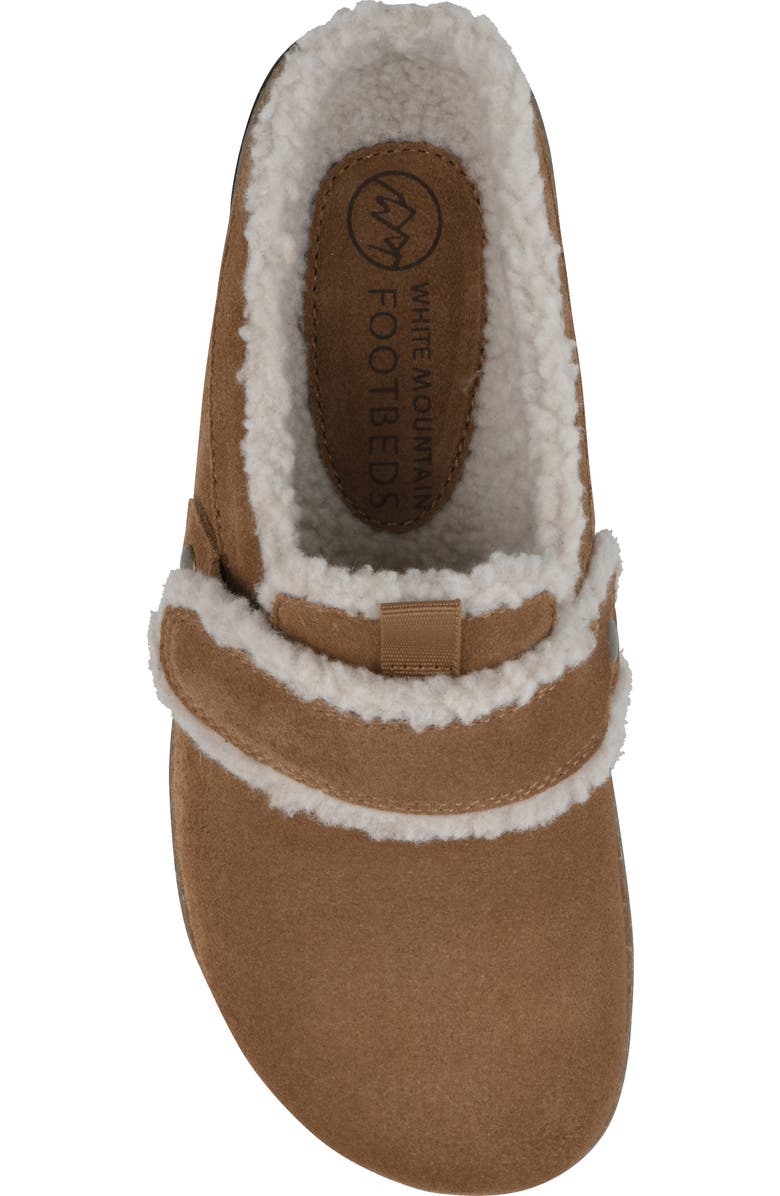 White Mountain Footwear Baylen Faux Shearling Trim Clog, Alternate, color, Chestnut Suede Faux Fur