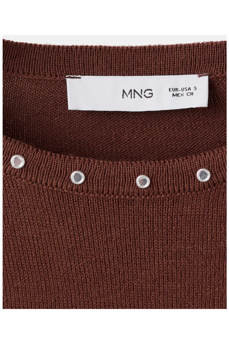 Studded Knit Sweater, Alternate, color, BROWN