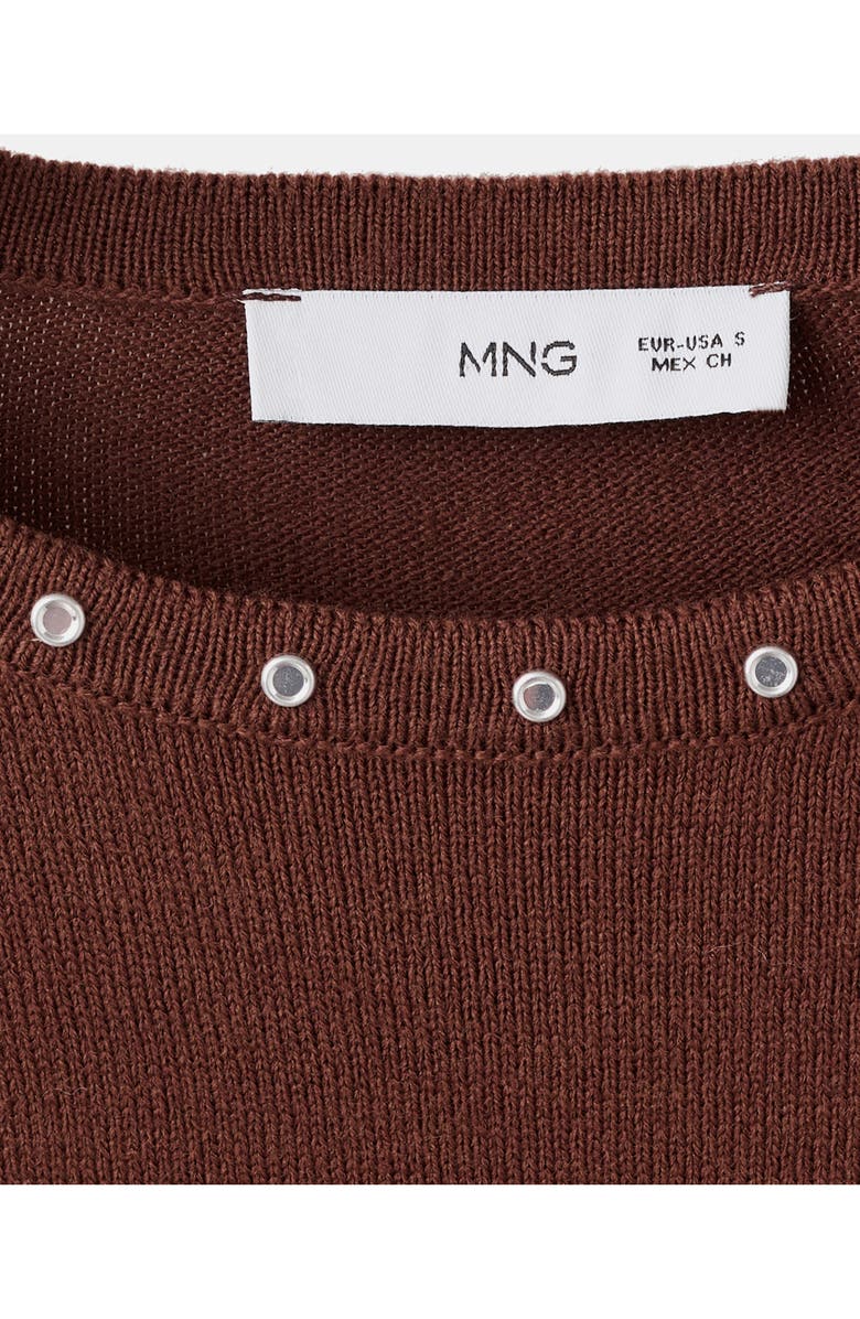 MANGO Studded Knit Sweater, Alternate, color, Brown