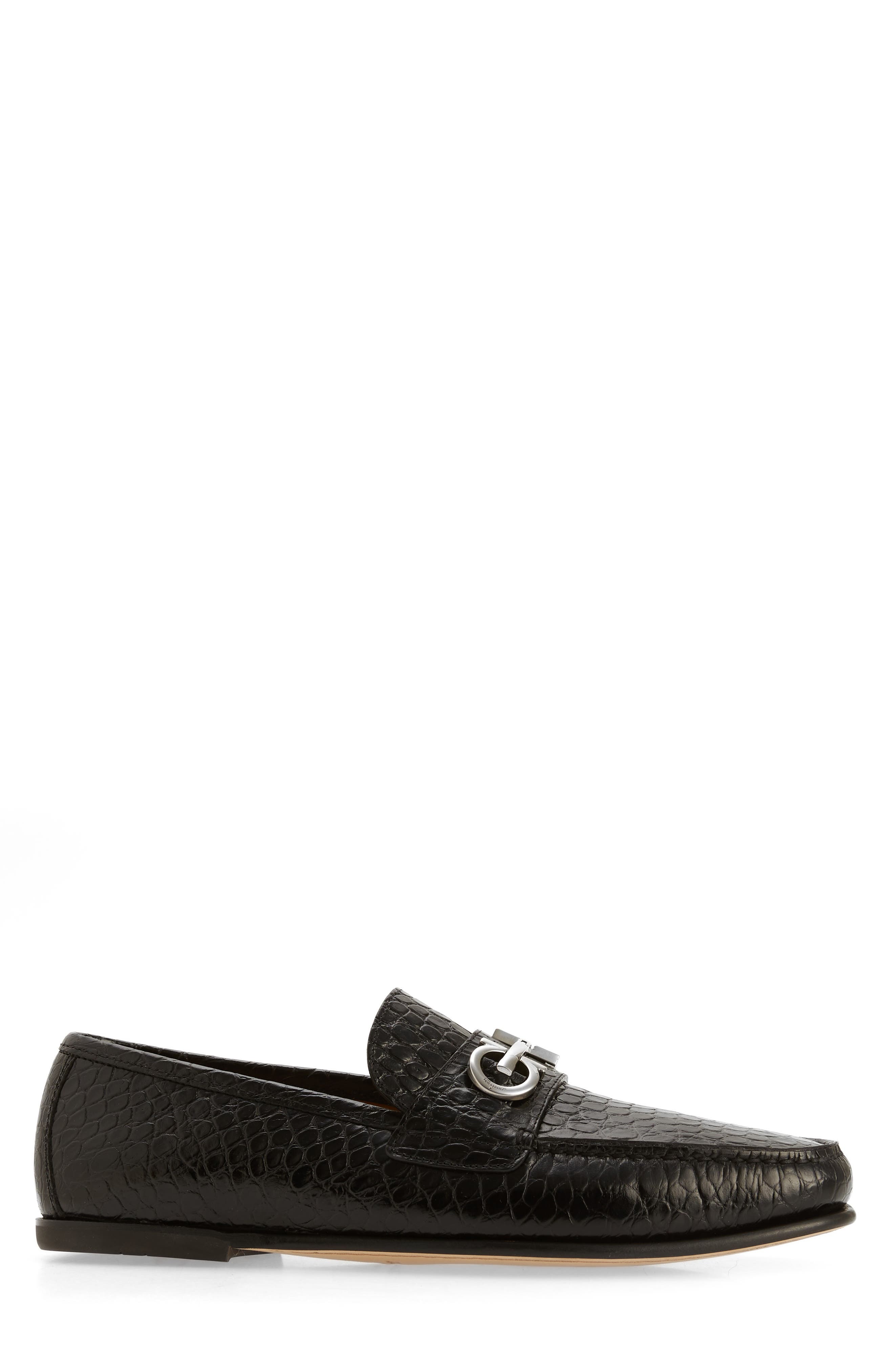 FERRAGAMO Galileo Croc Embossed Loafer, Alternate, color, 