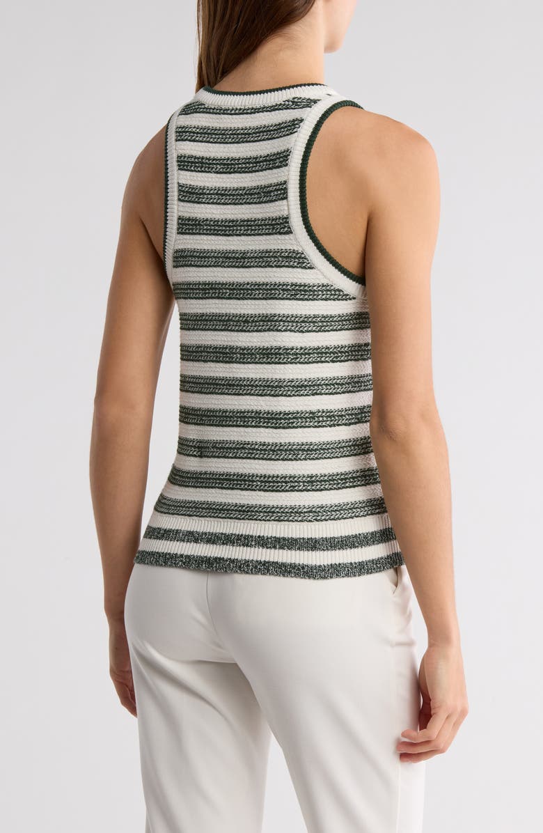 Veronica Beard Jerrel Stripe Cotton & Linen Knit Tank, Alternate, color, Ivory/ Hunter Green