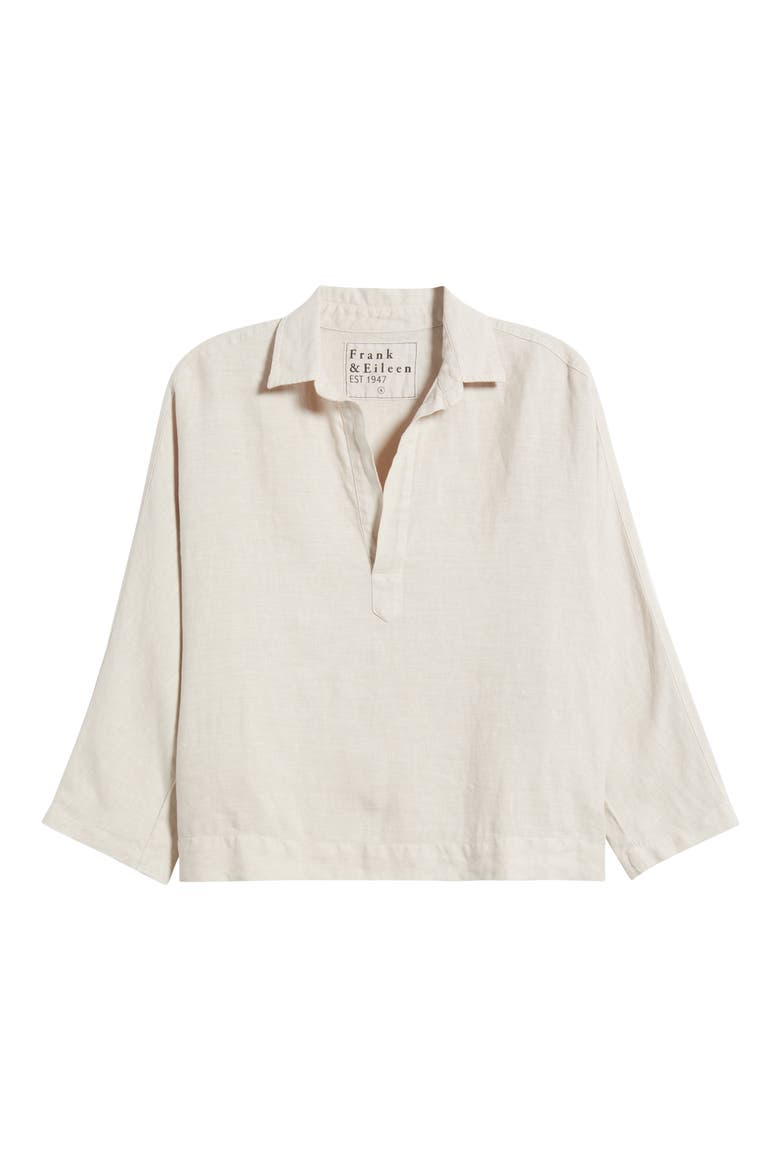 Gabi Crop Linen Popover Shirt, Alternate, color, SAND