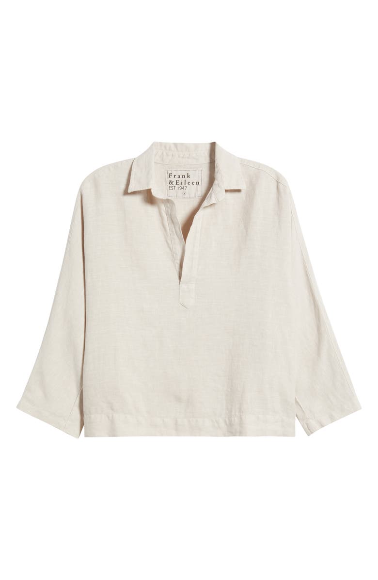 Frank & Eileen Gabi Crop Linen Popover Shirt, Alternate, color, Sand