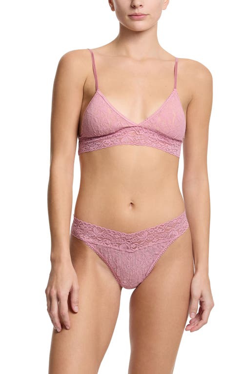 Hanky Panky Flora Lace Original Rise Thong In Mauve Orchid Pink
