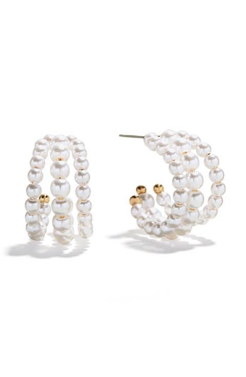 Halia Faux Pearl Hoop Earrings