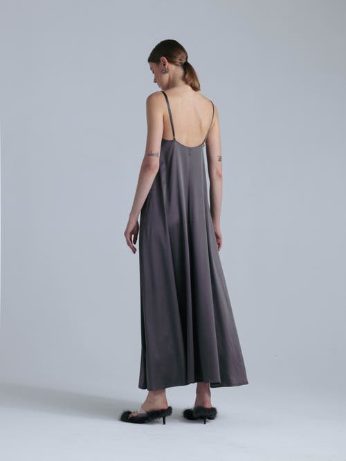 Alas Aphrodite Sleeveless Silk Maxi Dress In Gray