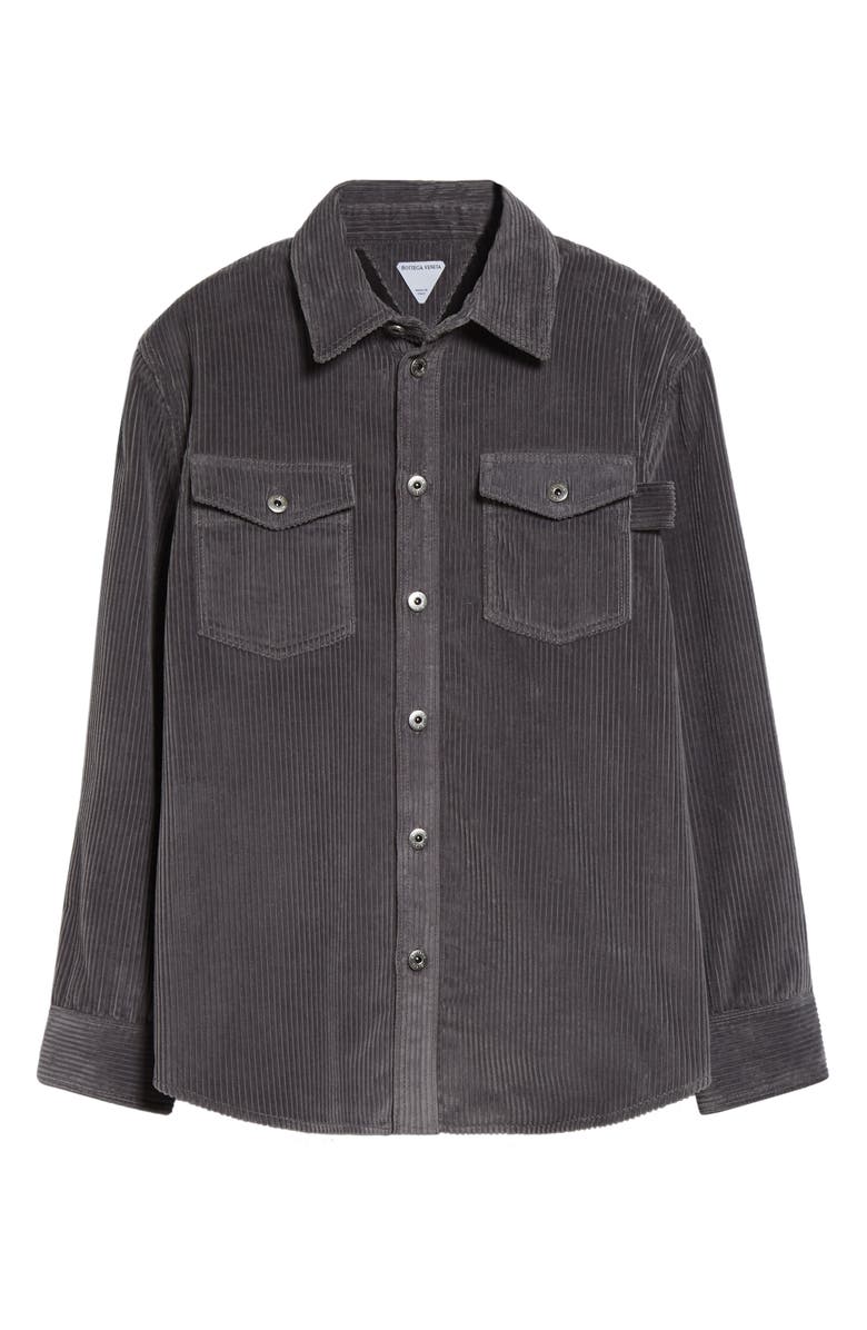 Bottega Veneta Matte Cotton Corduroy Button-Up Shirt, Alternate, color, 1230 Thunder