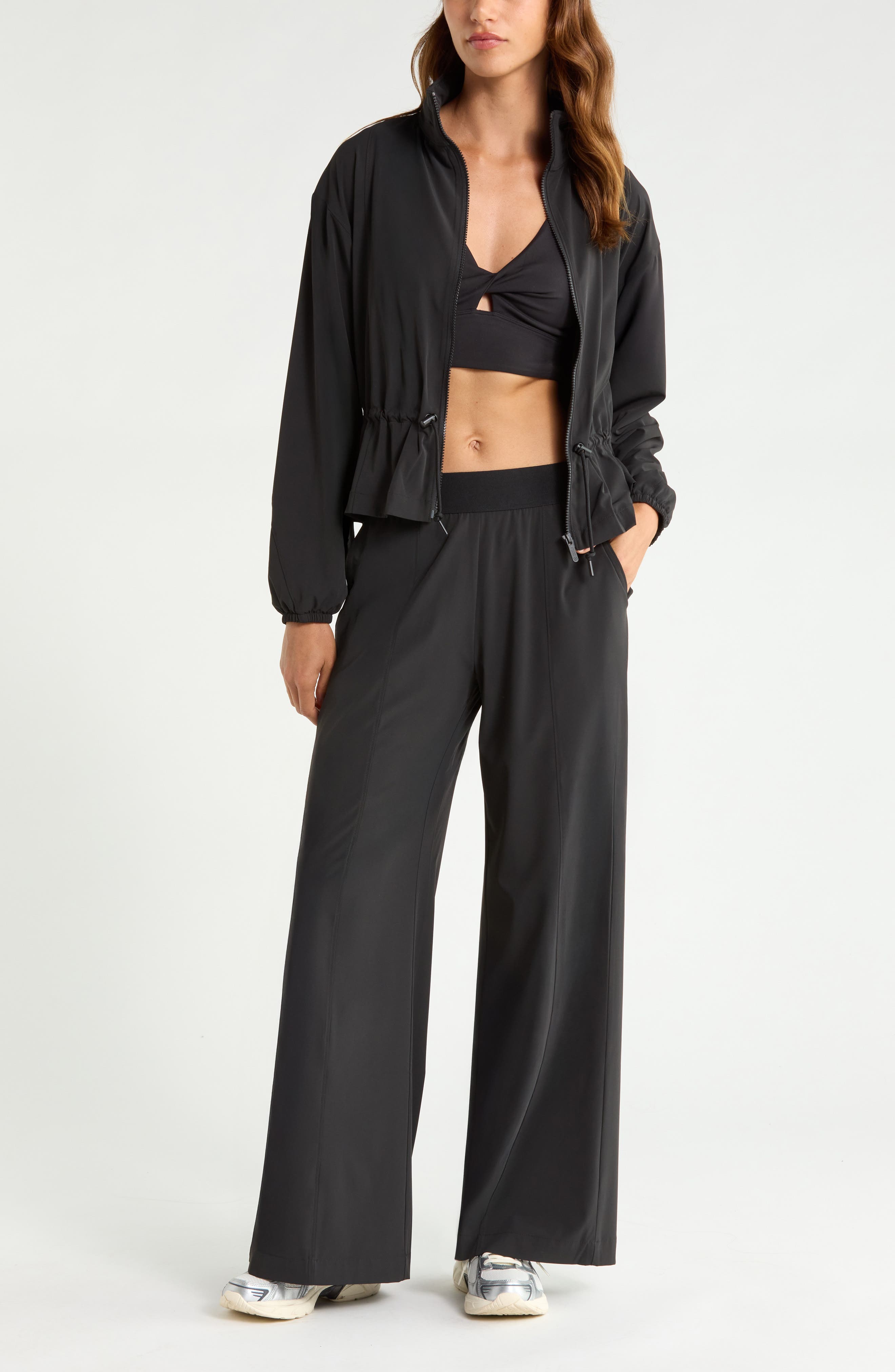Zella Atlas Elastic Waist Wide Leg Pants (Women) | Nordstrom