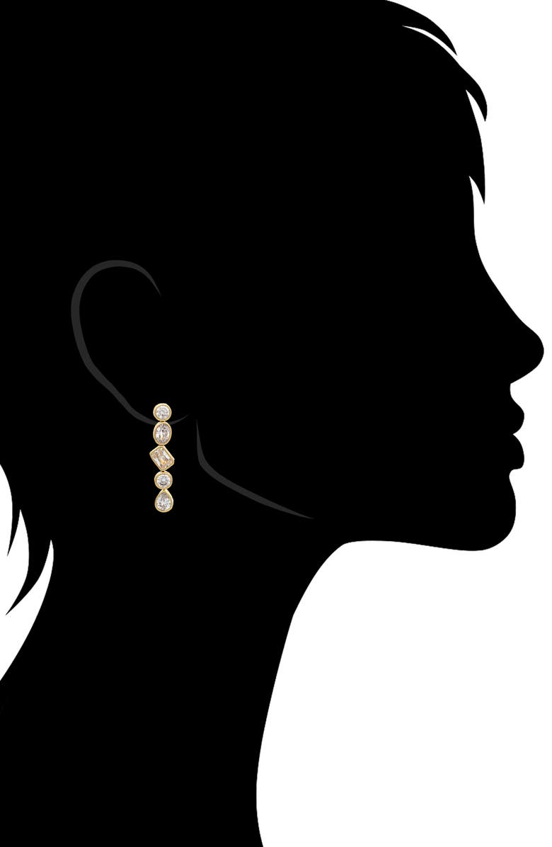 RIVKA FRIEDMAN 18K Gold Clad Bezel Set CZ Linear Drop Earrings, Alternate, color, Cubic Zirconia