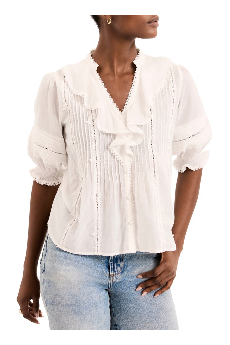 Cotton Ruffle Blouse, Main, color, Ivory