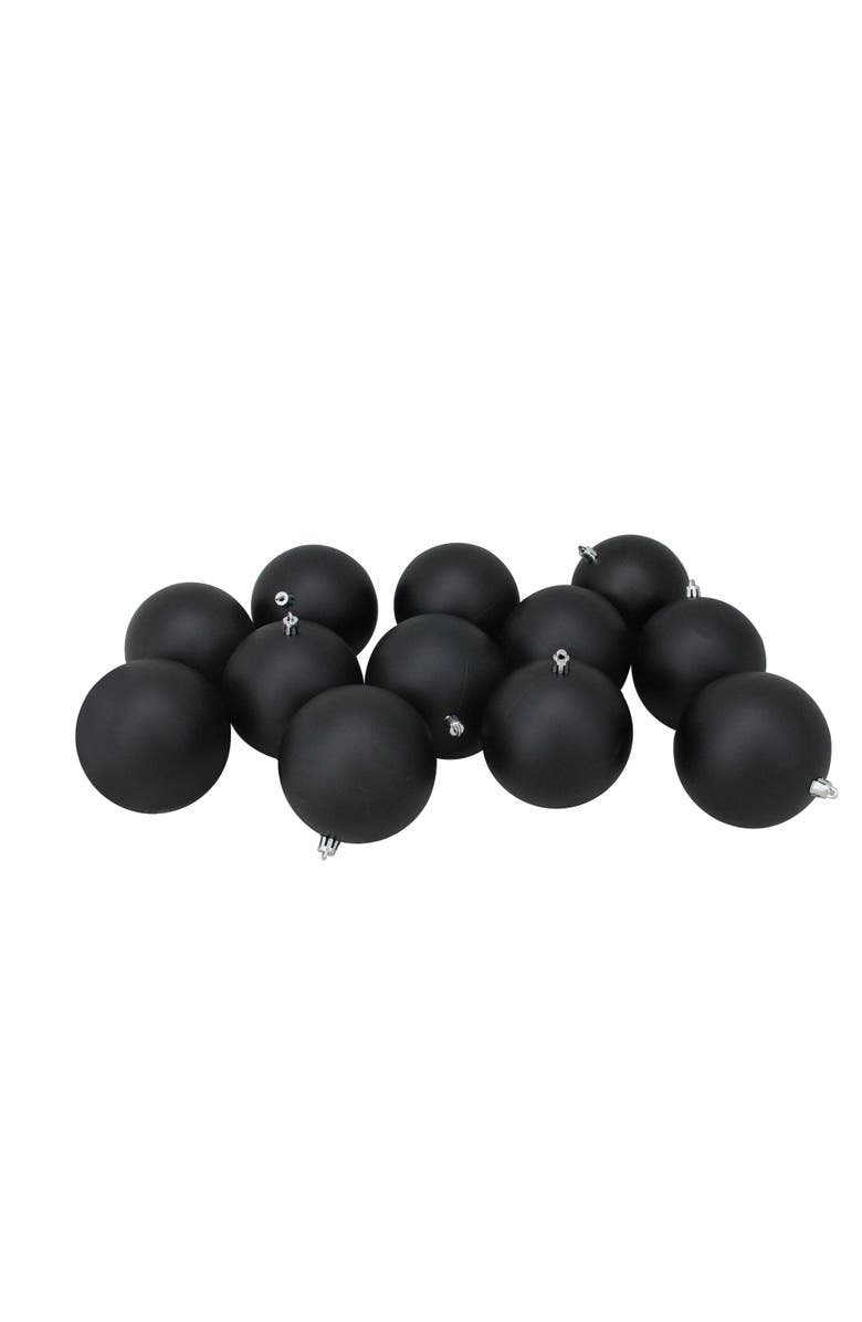 Northlight Matte Shatterproof Christmas Ball Ornaments - 4" (100mm) - Jet Black - 12ct, Main, color, 