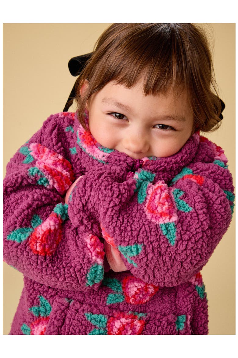 Teddy Fleece Pullover, Alternate, color, Painted Rose