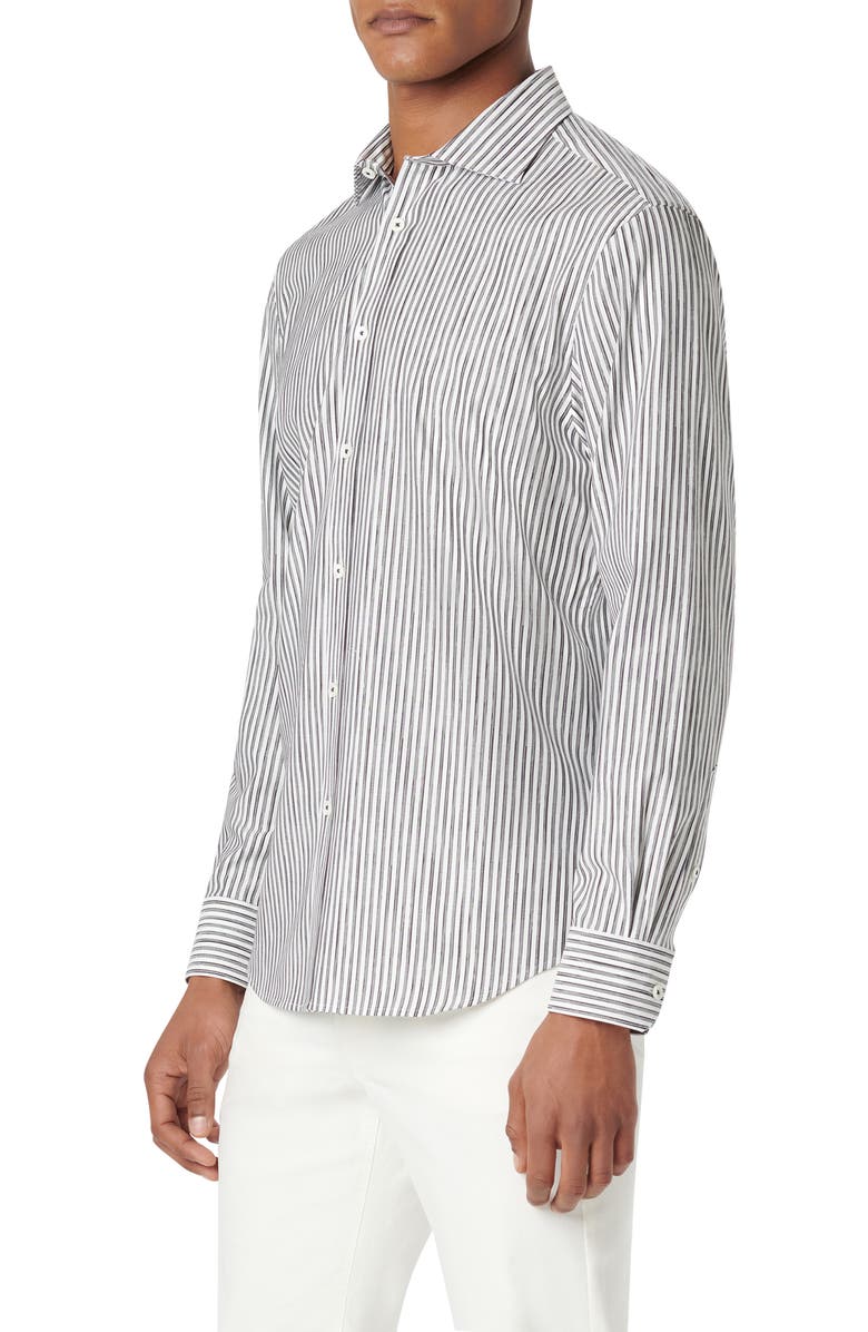 Bugatchi Axel Shaped Fit Woven Button-Up Shirt, Alternate, color, Asphalt